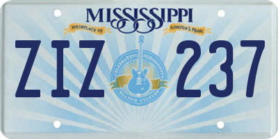 MS license plate ZIZ237