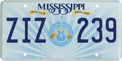 MS license plate ZIZ239