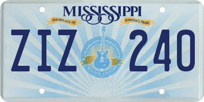 MS license plate ZIZ240