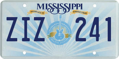 MS license plate ZIZ241