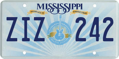MS license plate ZIZ242