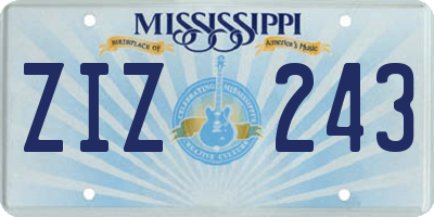 MS license plate ZIZ243