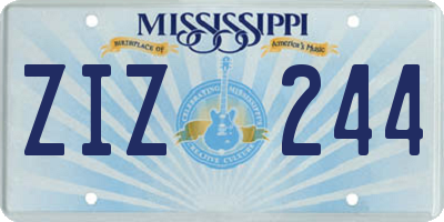 MS license plate ZIZ244