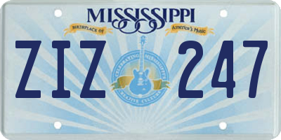 MS license plate ZIZ247