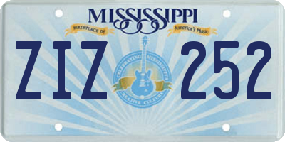 MS license plate ZIZ252
