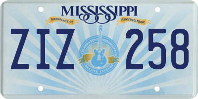 MS license plate ZIZ258