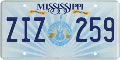 MS license plate ZIZ259