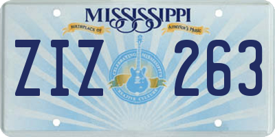 MS license plate ZIZ263