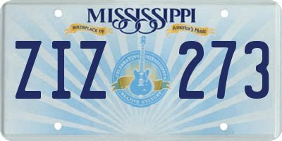 MS license plate ZIZ273