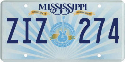 MS license plate ZIZ274