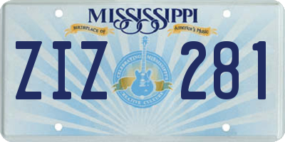 MS license plate ZIZ281
