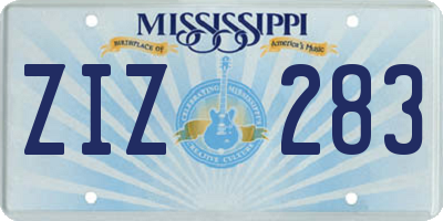 MS license plate ZIZ283