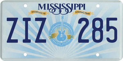 MS license plate ZIZ285