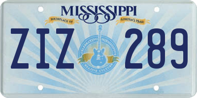 MS license plate ZIZ289
