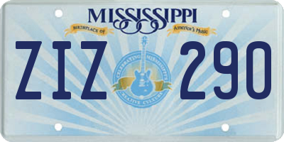 MS license plate ZIZ290