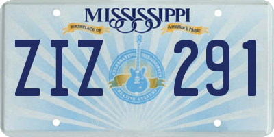 MS license plate ZIZ291