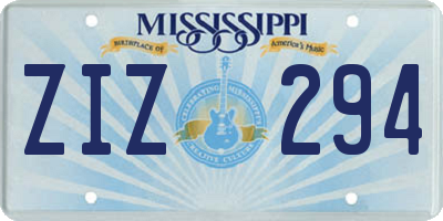 MS license plate ZIZ294