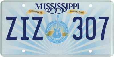 MS license plate ZIZ307