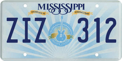 MS license plate ZIZ312