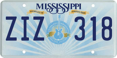 MS license plate ZIZ318