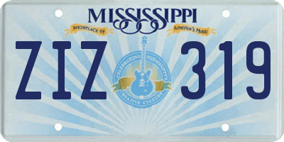 MS license plate ZIZ319
