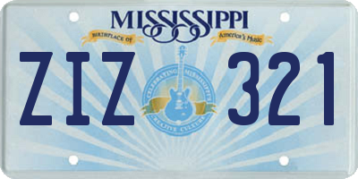 MS license plate ZIZ321