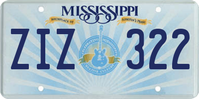 MS license plate ZIZ322