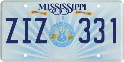 MS license plate ZIZ331