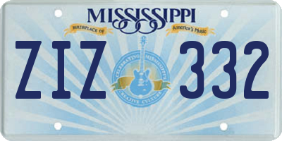MS license plate ZIZ332