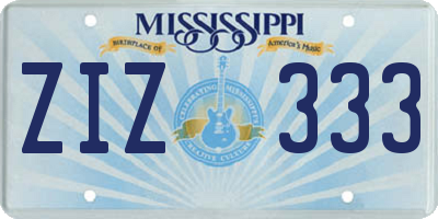 MS license plate ZIZ333
