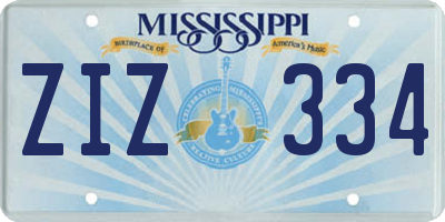 MS license plate ZIZ334