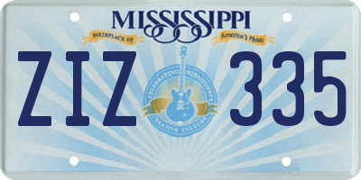 MS license plate ZIZ335