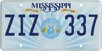 MS license plate ZIZ337