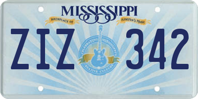 MS license plate ZIZ342