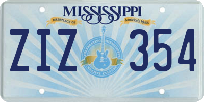 MS license plate ZIZ354