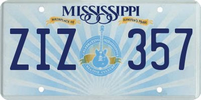 MS license plate ZIZ357