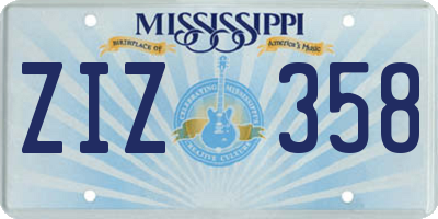 MS license plate ZIZ358