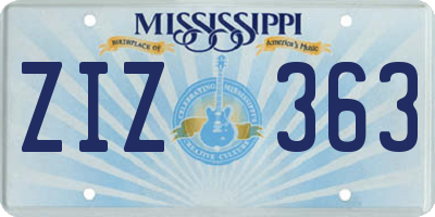 MS license plate ZIZ363