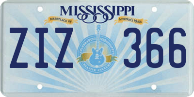 MS license plate ZIZ366