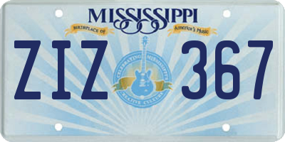 MS license plate ZIZ367