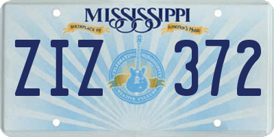 MS license plate ZIZ372