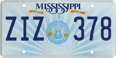 MS license plate ZIZ378