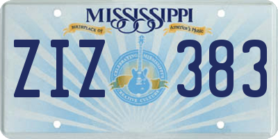 MS license plate ZIZ383