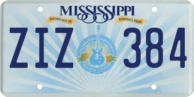 MS license plate ZIZ384