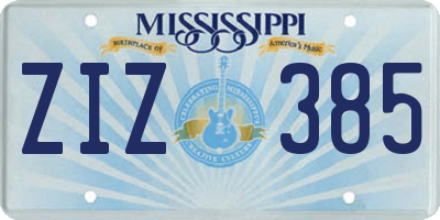 MS license plate ZIZ385
