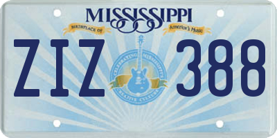 MS license plate ZIZ388