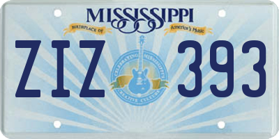 MS license plate ZIZ393