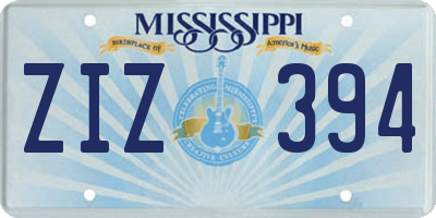 MS license plate ZIZ394
