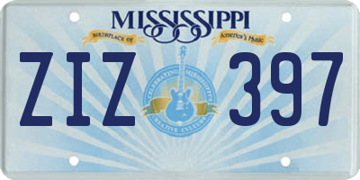 MS license plate ZIZ397