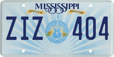 MS license plate ZIZ404